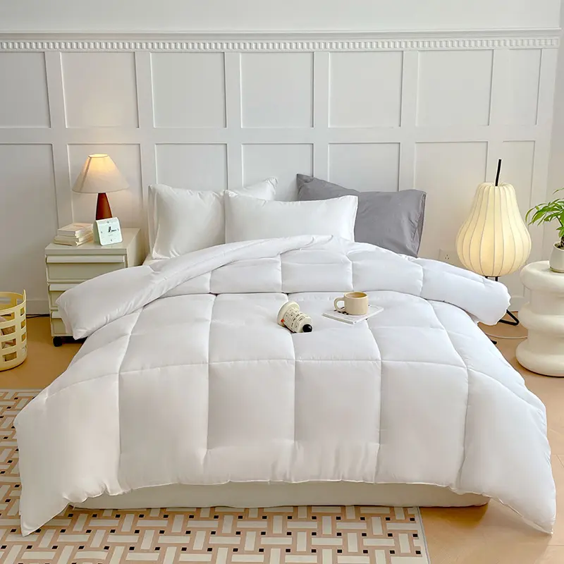 White Polyester Comforter For Winter Spring Autum,USA King Thick Quilted Blanket,Solid Grey Home Hotel Comforter Drop Shippping
