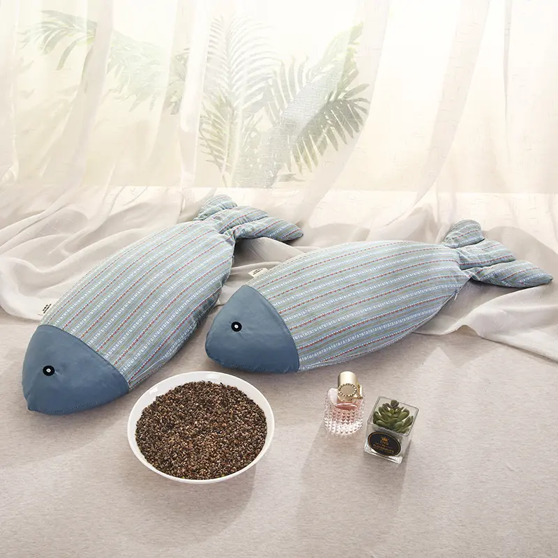 Fish Shape Buckwheat Pillow,Neck Support Cervical Health Care Pillows,Buckwheat Hulls Filling Pillow for Cool Sleeping Adult Kid