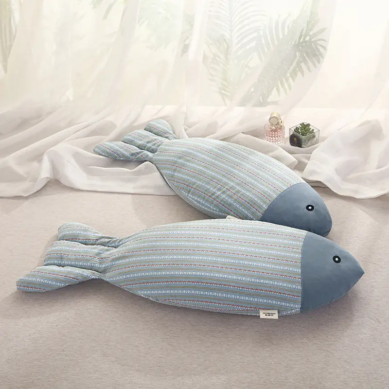 Fish Shape Buckwheat Pillow,Neck Support Cervical Health Care Pillows,Buckwheat Hulls Filling Pillow for Cool Sleeping Adult Kid