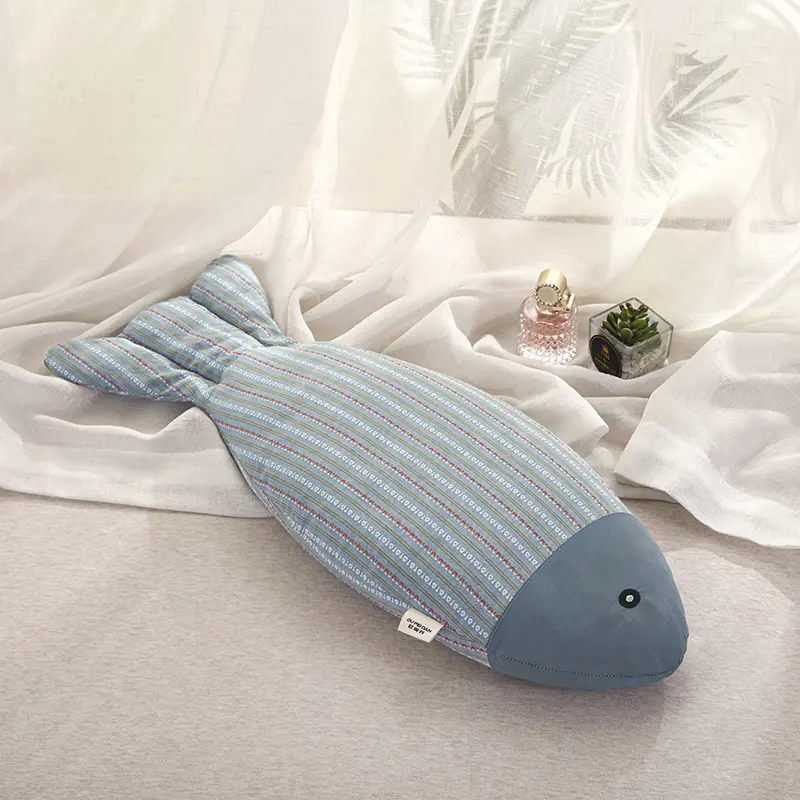 Fish Shape Buckwheat Pillow,Neck Support Cervical Health Care Pillows,Buckwheat Hulls Filling Pillow for Cool Sleeping Adult Kid