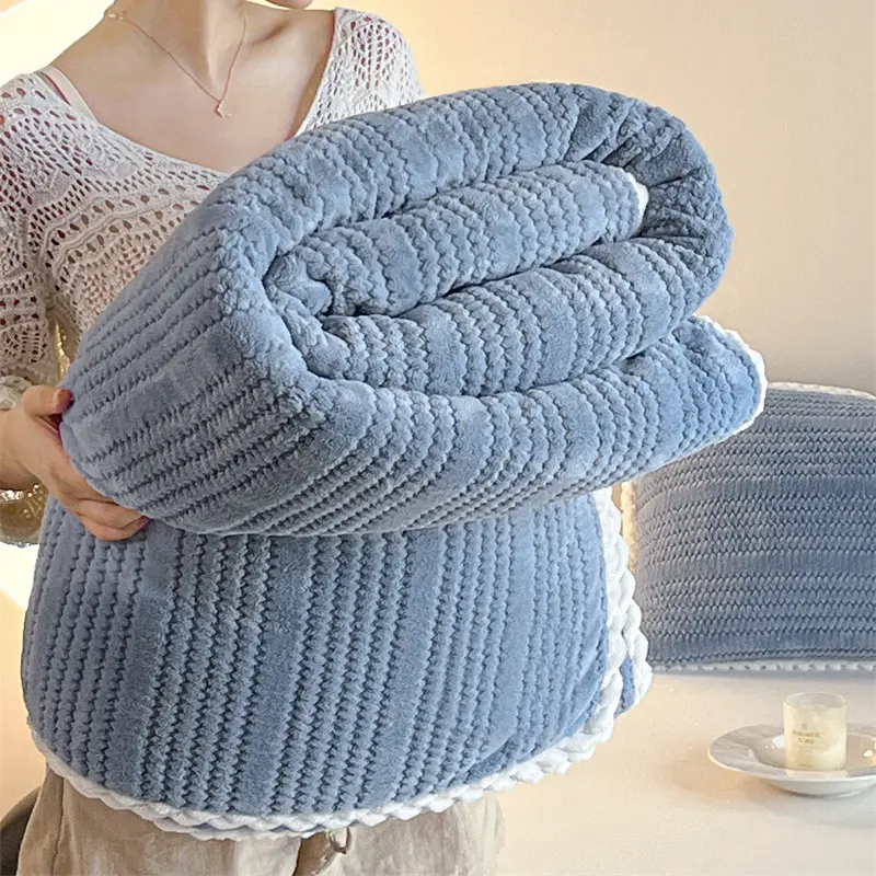 Knitted Velvet Blanket,Green Soft Flannel Fleece Sofa Bed Cover,Thickened,Warmth Plush Home Bedding For Winter Autumn 120*200cm