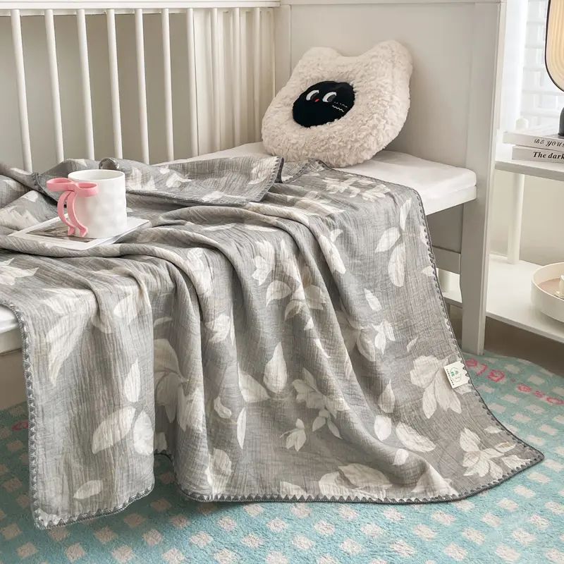 Pure Cotton Throw Blanket for Baby Adult, Summer Quilt,Plant Floral Print Bed Cover Home Outdoor Bedding Drop Shipping 120*200cm
