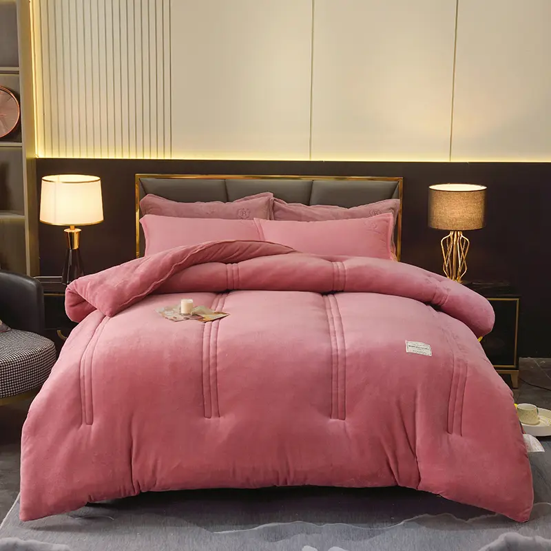 Milk Velvet Fat Comforter Thicken Warmth Winter Patchwork Quilt 180*220 Single Double Solid Flannel Fleece Duvet Home Bedding