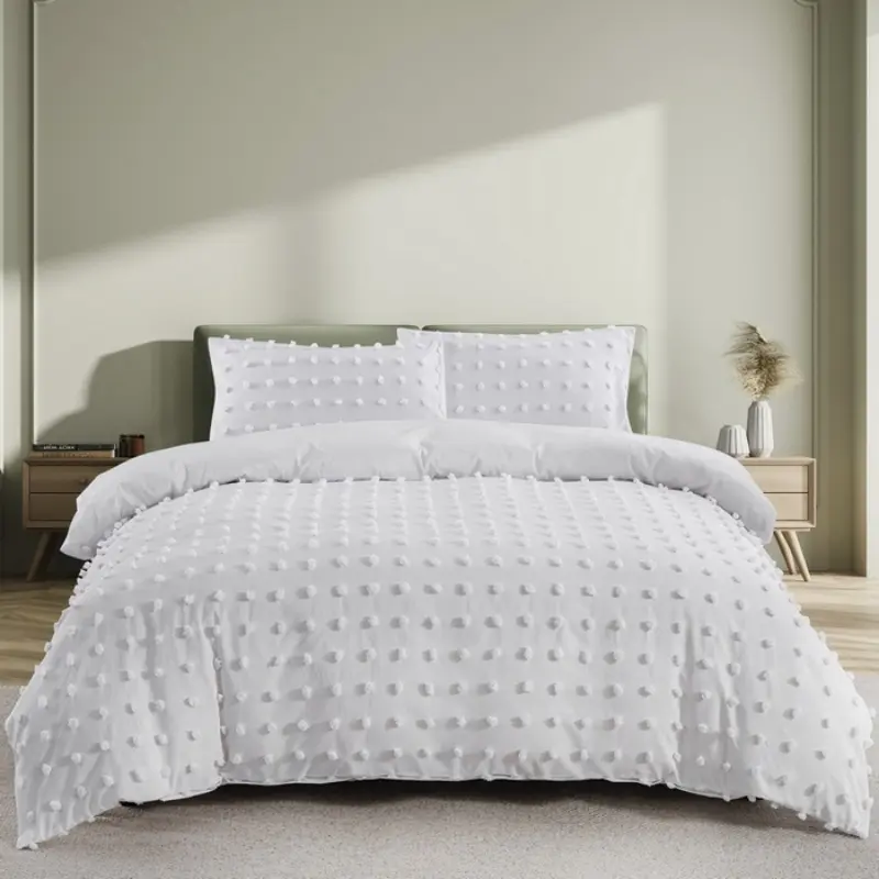 2/3pcs Duvet Cover Set,Tufted Geometric Comforter Cover +Pillowcas Boho Bed Set Soft Lightweight Bedding Set for All Seasons