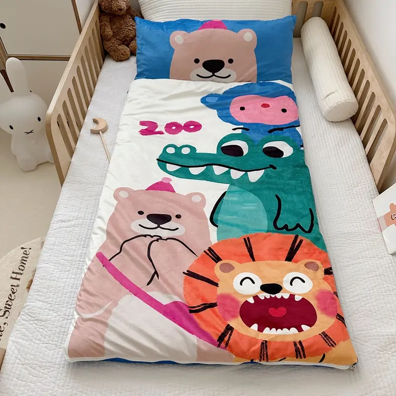 Flannel Sleeping Quilt Bag Kids Warm Mothercare Child Body Cover Cartoon Boy Girl Winter Comforter Home 70*150 Drop Shipping