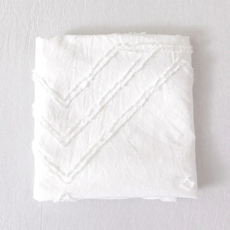 2/3pcs Duvet cover Set Tufted Carving Grid Home Bedding For All-Seasons White Quilt Cover+Pillowcase Double King Drop Shipping