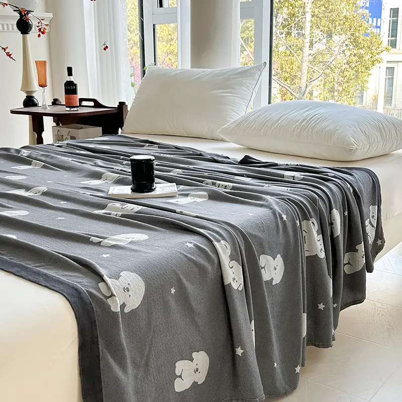 Bamboo Throw Blanket,Cool Feeling Star Moon Whale Bed Sofa Cover for Kids Adult,Summer Quilt,Office Nap Blanket,mantas de cama