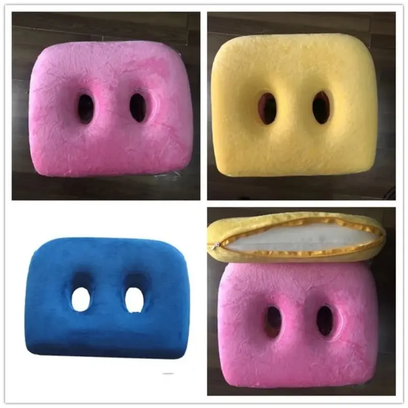 Rebound Seat Cushion with 2 Holes for Sitting Bones, Memory Foam, Peach Butt Chair Home Office Comfortable Buttocks Cushion