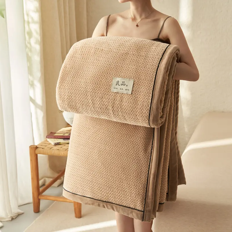 Plush Duvet Cover With Zipper,Double Side,Winter Thickened Flannel Velvet Blanket,Autumn Bed Cover 180*220cm Grid Home Textile