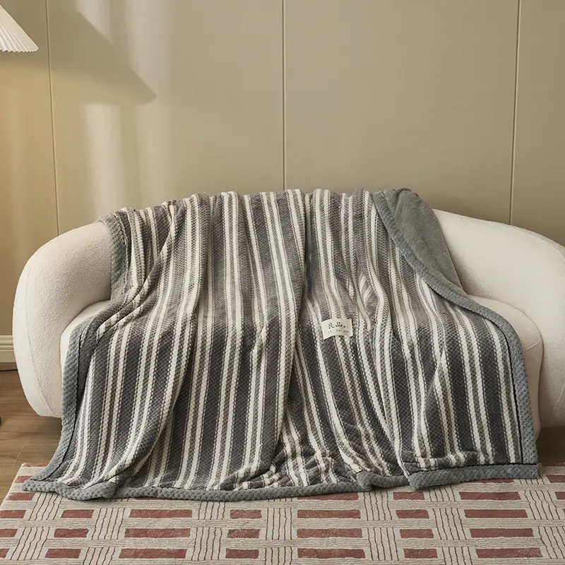 Plush Duvet Cover With Zipper,Double Side,Winter Thickened Flannel Velvet Blanket,Autumn Bed Cover 180*220cm Grid Home Textile