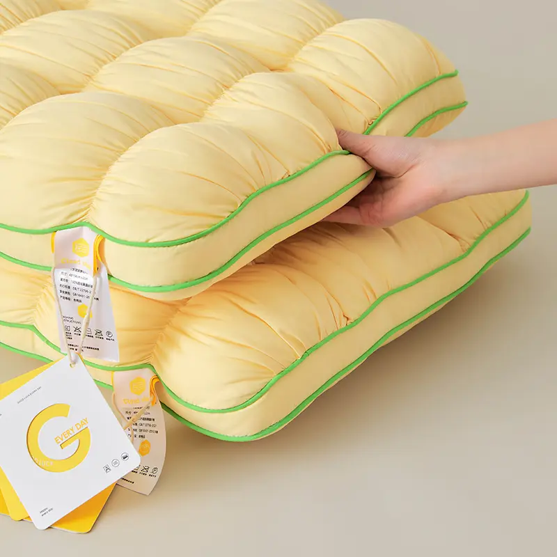 New French Cloud 3D Bread Pillow for Home Hotel,Sleeping Bed Pillow, AdultNeck Health Care Pillow,Solid White Yellow Grey.48*74