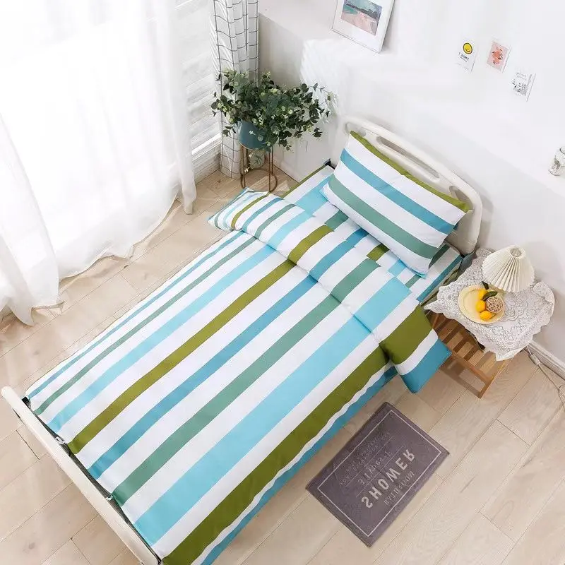 Stripe Bedding Set,Duvet Cover+Pillowcase+Flat Sheet For Hospital,Nursing Home,Health Center,Dormitory,Twin.Durable Customized