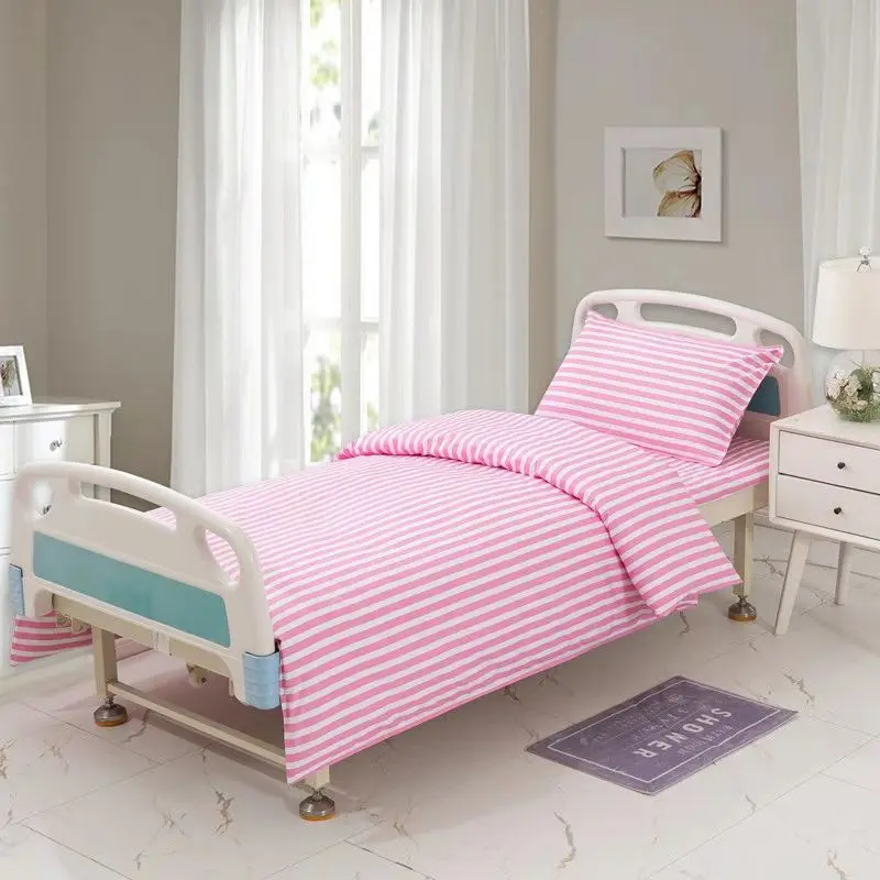 Stripe Bedding Set,Duvet Cover+Pillowcase+Flat Sheet For Hospital,Nursing Home,Health Center,Dormitory,Twin.Durable Customized