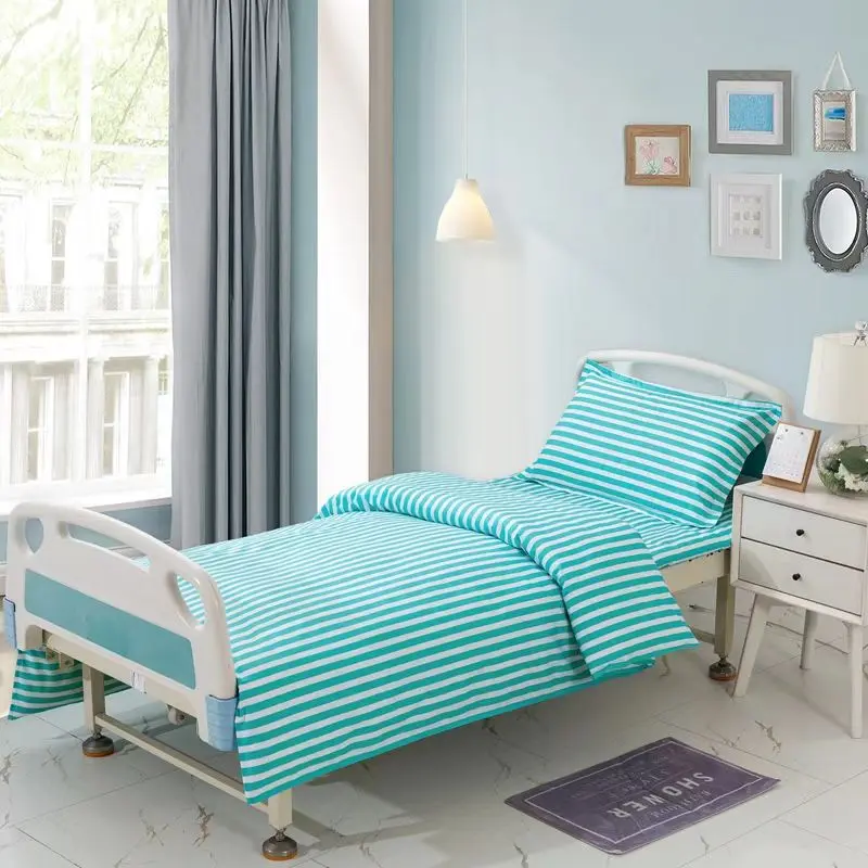 Stripe Bedding Set,Duvet Cover+Pillowcase+Flat Sheet For Hospital,Nursing Home,Health Center,Dormitory,Twin.Durable Customized