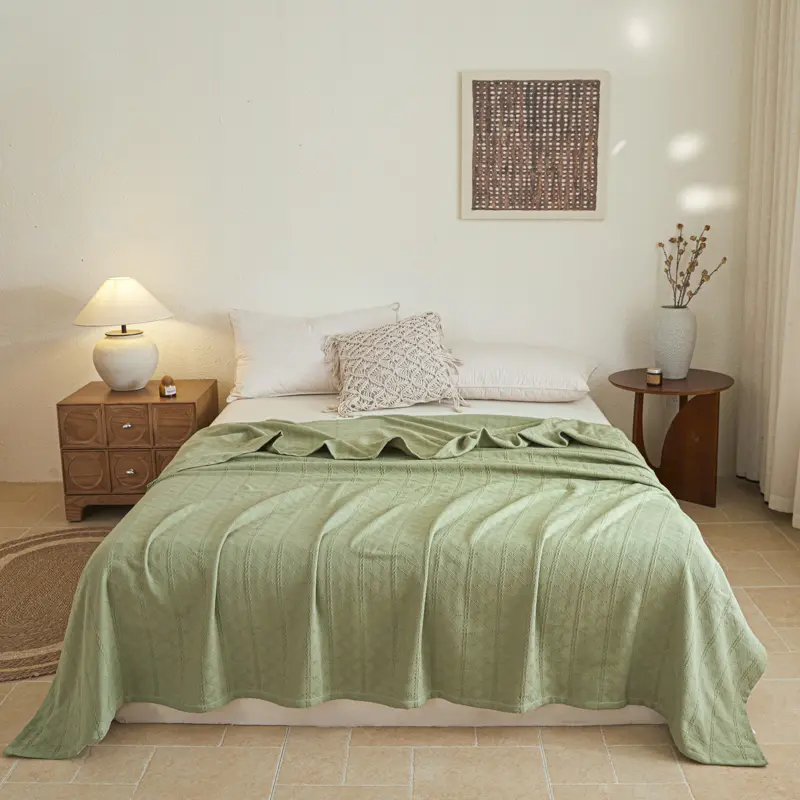 Solid Blankets For Bed Travel Soft 100%Cotton Single Double Size Jacquard Summer Quilts Bedspread Towel Blankets Drop Shipping