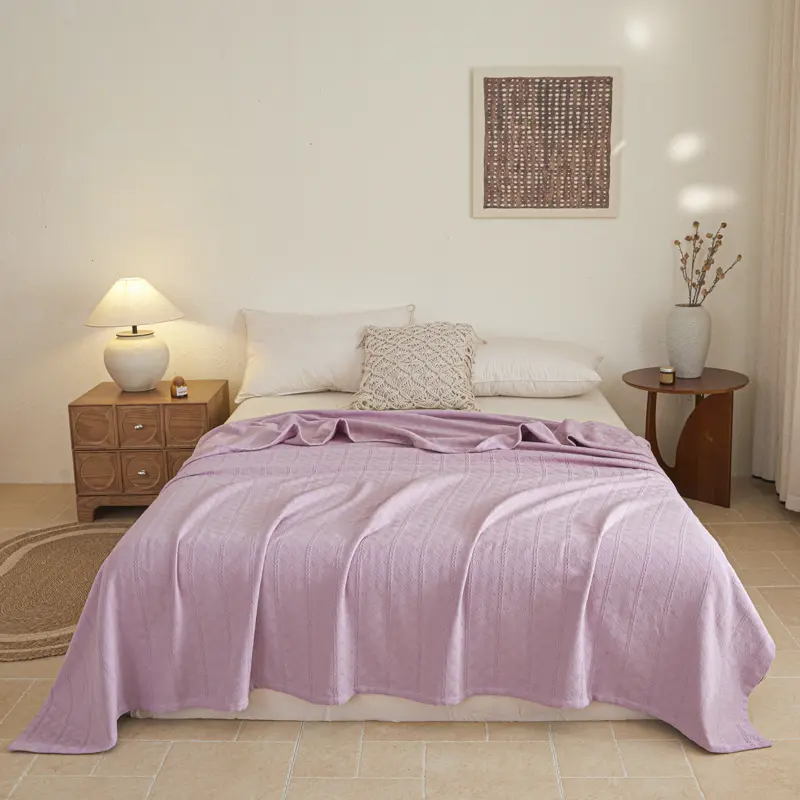 Solid Blankets For Bed Travel Soft 100%Cotton Single Double Size Jacquard Summer Quilts Bedspread Towel Blankets Drop Shipping