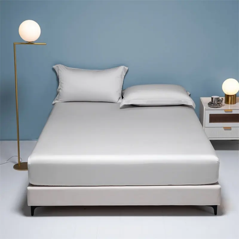 Solid Lyocell Soft Silky Fitted Sheet Natural Plant Fiber Mattress Cover With Elastic Rubber Band Bedsheet Queen King