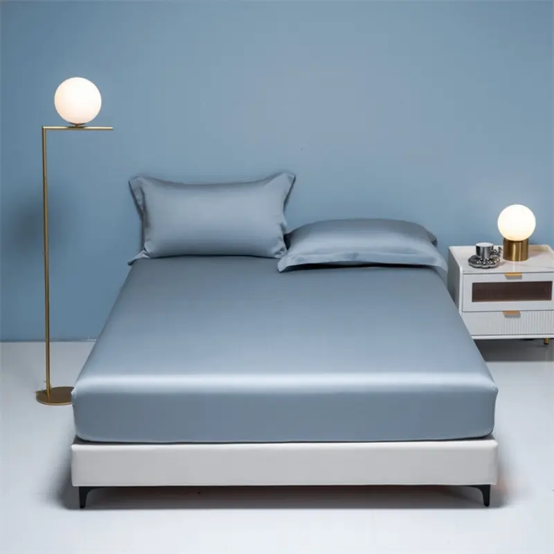 Solid Lyocell Soft Silky Fitted Sheet Natural Plant Fiber Mattress Cover With Elastic Rubber Band Bedsheet Queen King