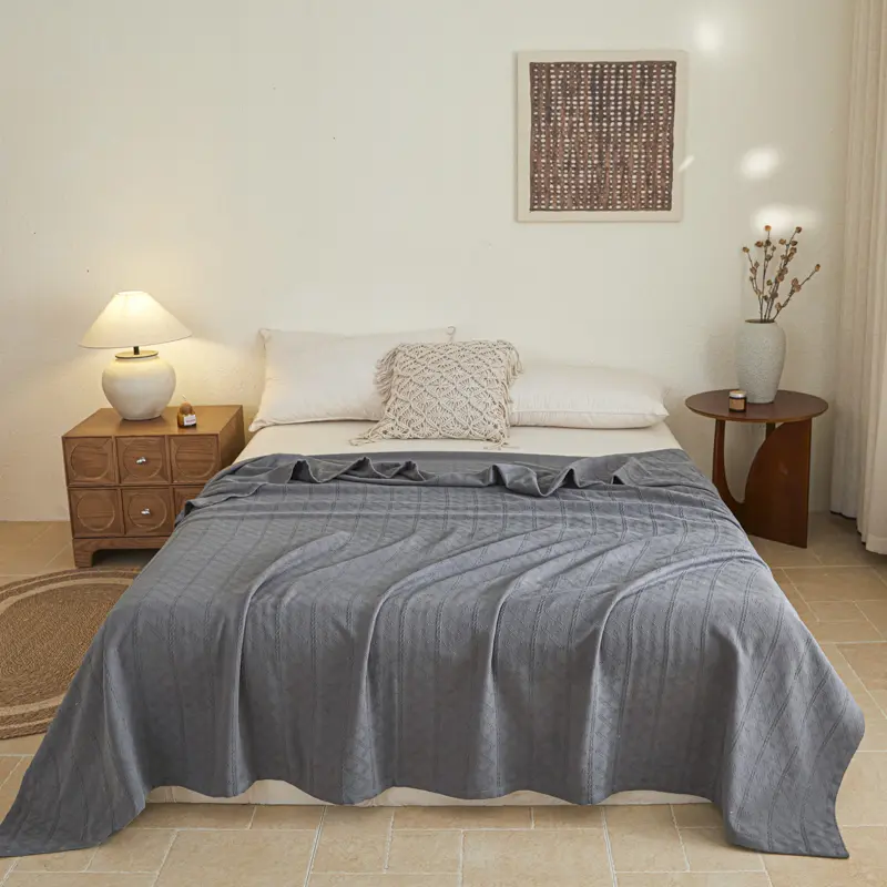 Solid Blankets For Bed Travel Soft 100%Cotton Single Double Size Jacquard Summer Quilts Bedspread Towel Blankets Drop Shipping