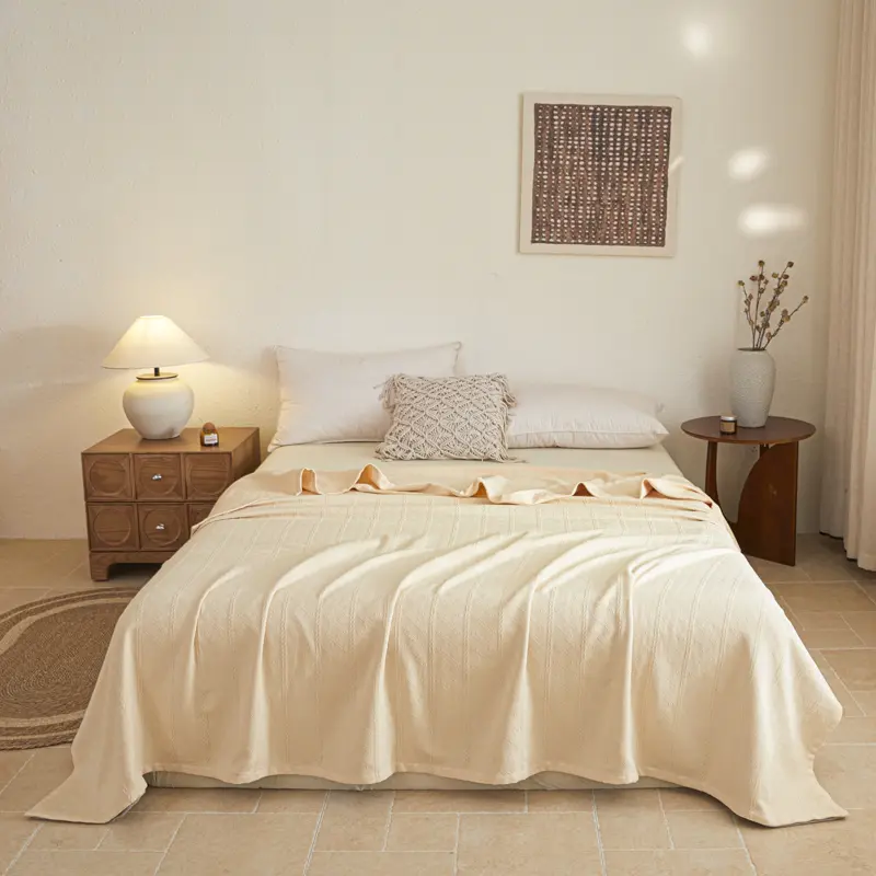 Solid Blankets For Bed Travel Soft 100%Cotton Single Double Size Jacquard Summer Quilts Bedspread Towel Blankets Drop Shipping
