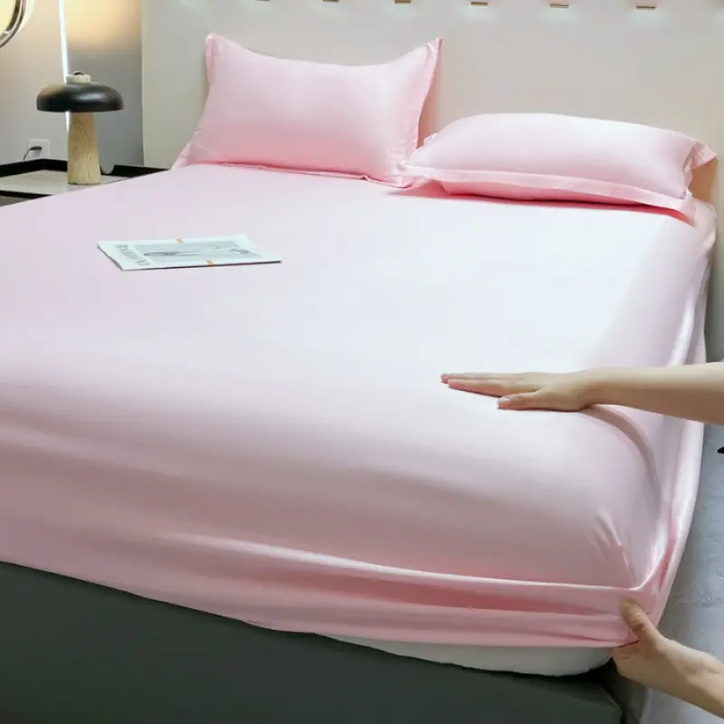 Solid Lyocell Soft Silky Fitted Sheet Natural Plant Fiber Mattress Cover With Elastic Rubber Band Bedsheet Queen King