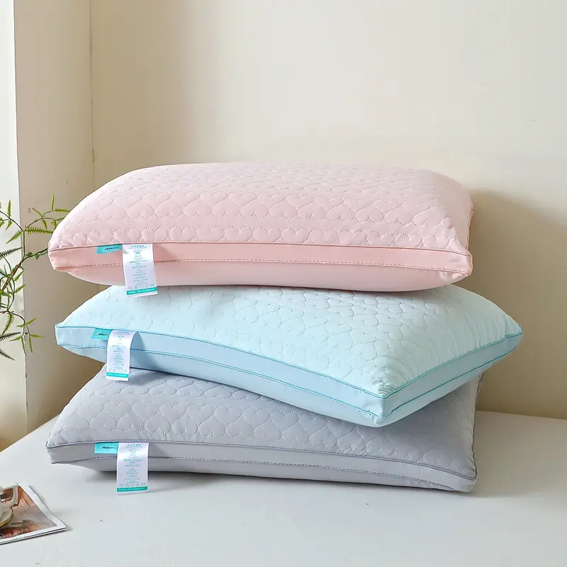 1pc Cooling Ice Silk Face Sleeping Pillow for Adult Neck Health Care Low Pillows Home Bed Cushion Pink Blue Grey Color 48x74cm
