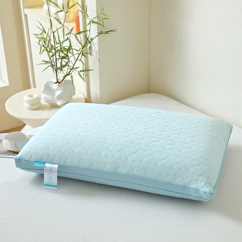 1pc Cooling Ice Silk Face Sleeping Pillow for Adult Neck Health Care Low Pillows Home Bed Cushion Pink Blue Grey Color 48x74cm