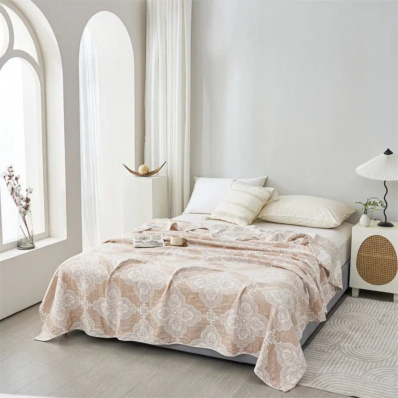 Pure Cotton Gauze Towel Blanket Summer Quilt Rose Floral Throw Blankets Comfy Bed Sheet for Adult Kids 150*200cm Drop Shippping