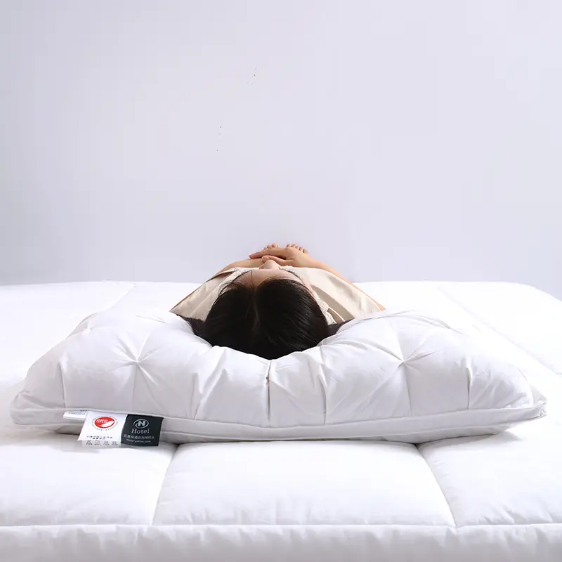 White 95% Goose Down Pillow Grey Pure Cotton Pillowcover 3D Bread 5-Star Hotel  Sleep Pillow Low-Mid-high Pillows Drop Shipping