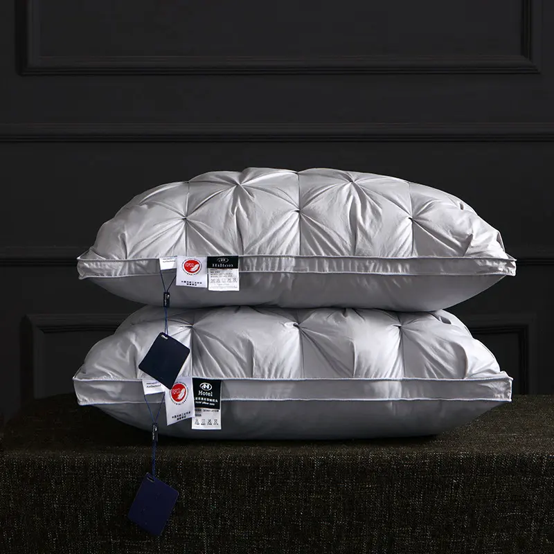 White 95% Goose Down Pillow Grey Pure Cotton Pillowcover 3D Bread 5-Star Hotel  Sleep Pillow Low-Mid-high Pillows Drop Shipping