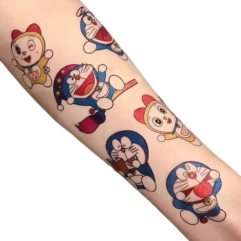 11Pcs Cartoon Doraemon Tattoo Stickers Cute Waterproof Arm Sleeve Tattoo Decoration Kids Anime Tattoo Sticker Toys Child Gifts
