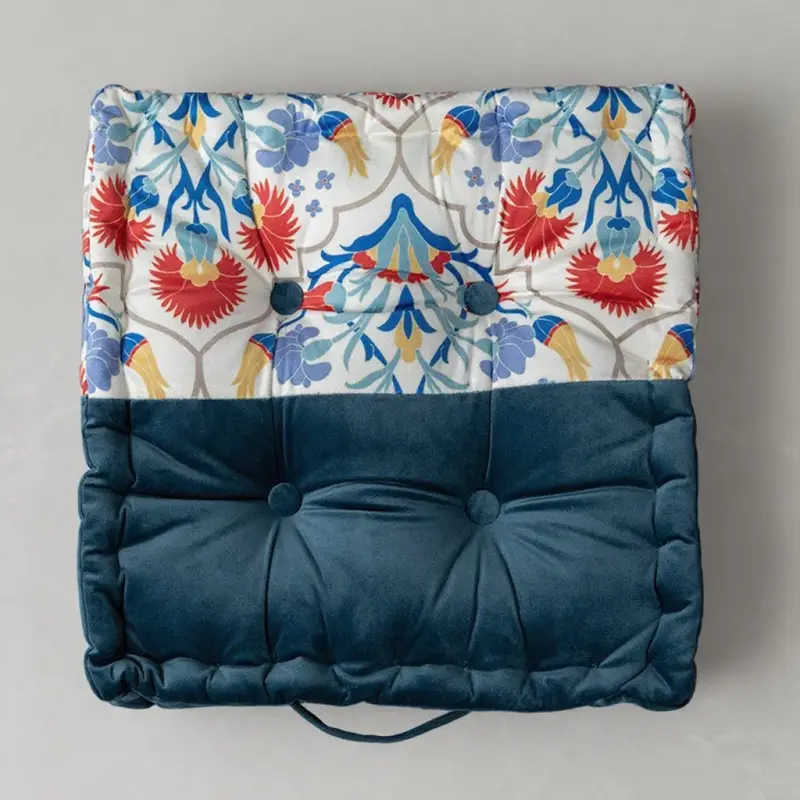 Plush Thick Cushion Floor 40x40cm Office Chair Mat Soft High Rebound Vintage Seat Cushion for Living Room