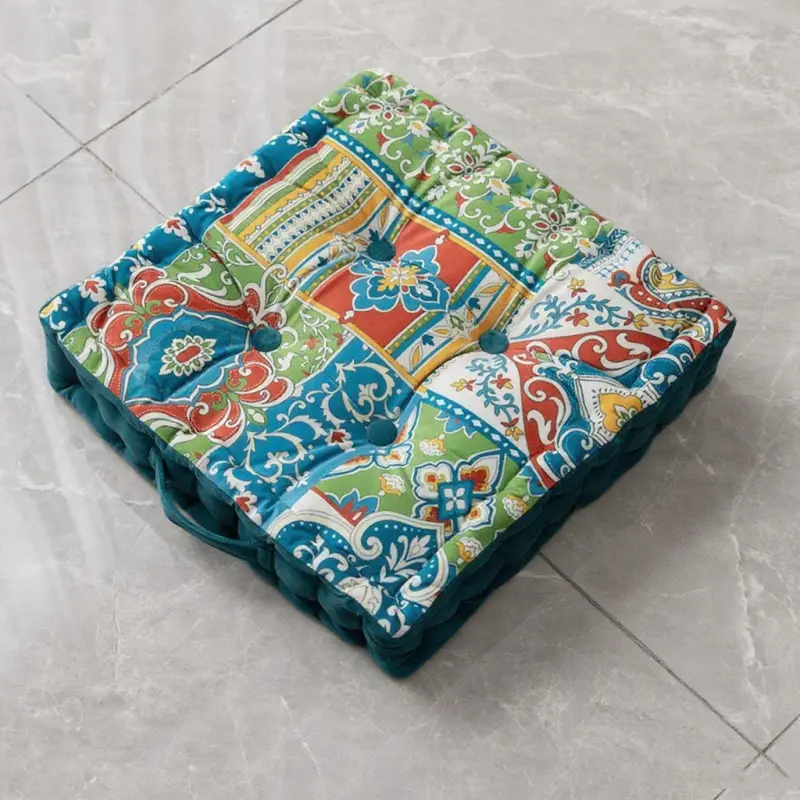 Plush Thick Cushion Floor 40x40cm Office Chair Mat Soft High Rebound Vintage Seat Cushion for Living Room