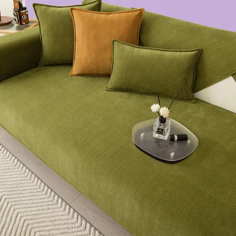High Grade Solid Color Chenille Sofa Cover Four Season Universal Sofa Towel For Living Room Non-slip Sectional Couch Cover