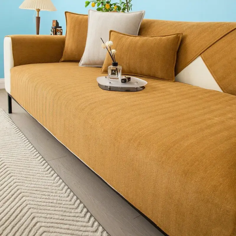 High Grade Solid Color Chenille Sofa Cover Four Season Universal Sofa Towel For Living Room Non-slip Sectional Couch Cover