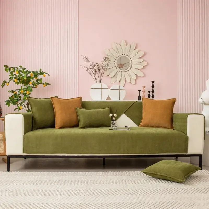 High Grade Solid Color Chenille Sofa Cover Four Season Universal Sofa Towel For Living Room Non-slip Sectional Couch Cover