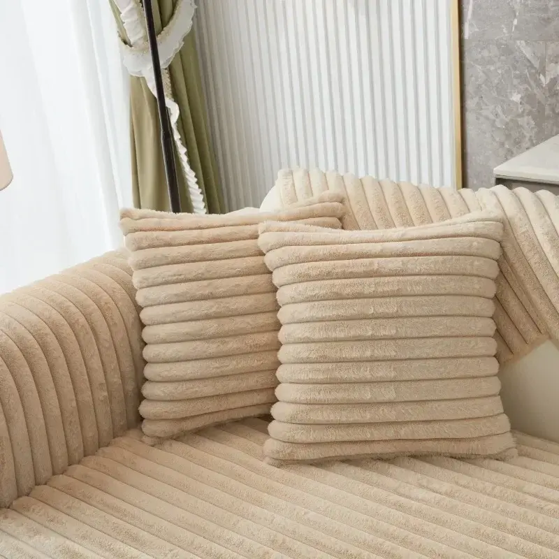 Winter Warm Thick Plush Couch Cover L-shaped Sectional Anti-slip Sofa Cover Super Soft Rabbit Plush Quilted Sofa Towel