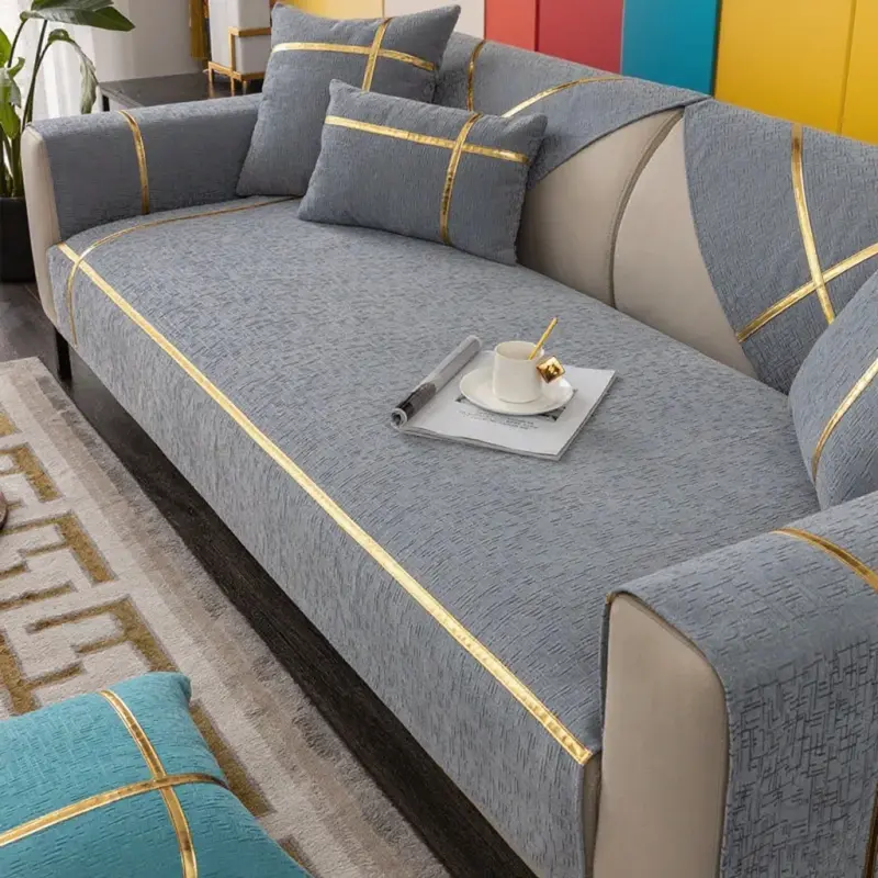Four Seasons Universal Embossed Chenille Sofa Cover Modern Simple Anti-slip Sofa Towel Solid Color Couch Covers for Living Room
