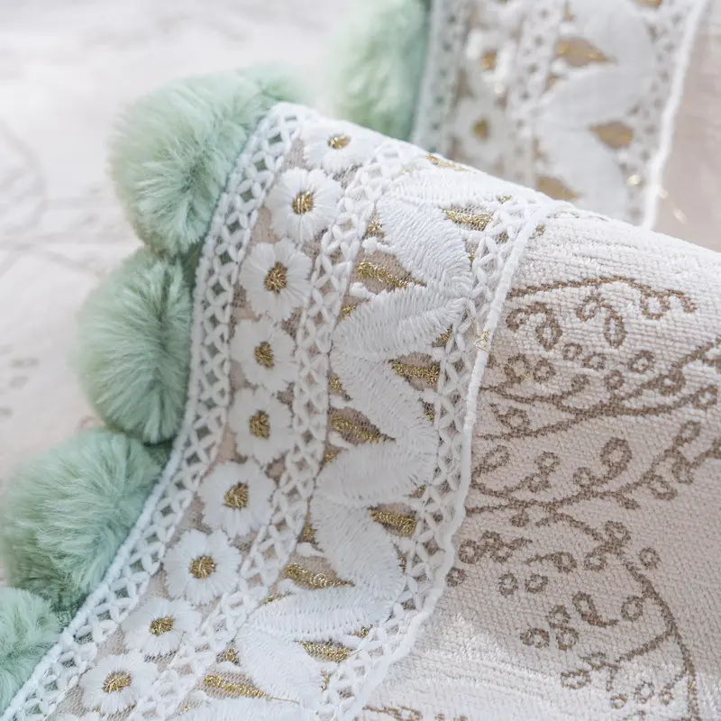 Romantic Chenille Lace Edge Sofa Towel Luxury Retro Sectional Sofa Cover for Living Room Non-Slip Sofa Protector Cover