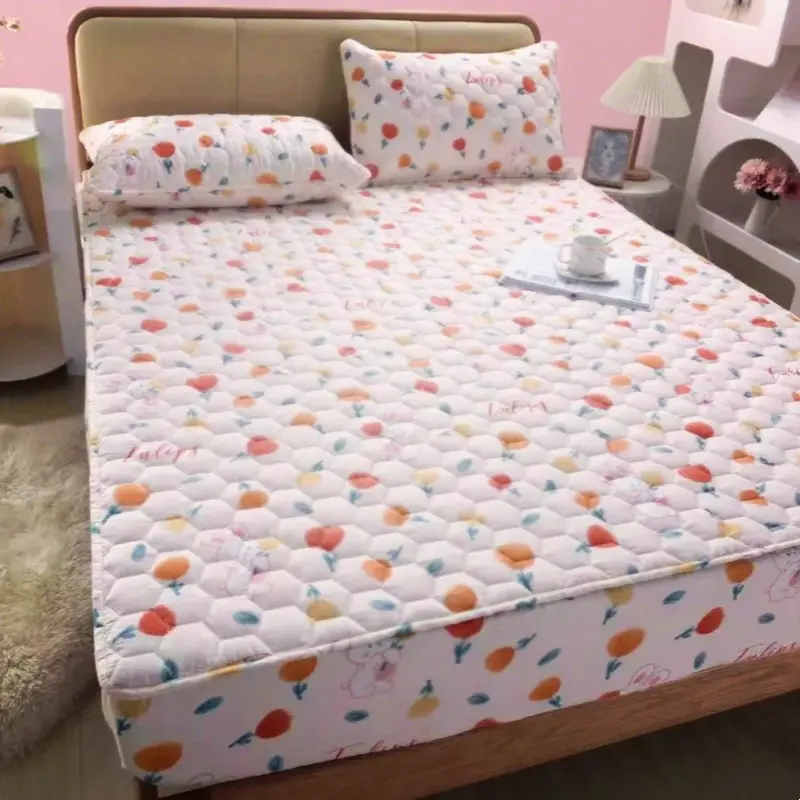 100% Cotton Super Waterproof Quilted Mattress Cover Anti-mite Bed Protector Cover Thicken Soft Bed Cover Not Included Pillowcase