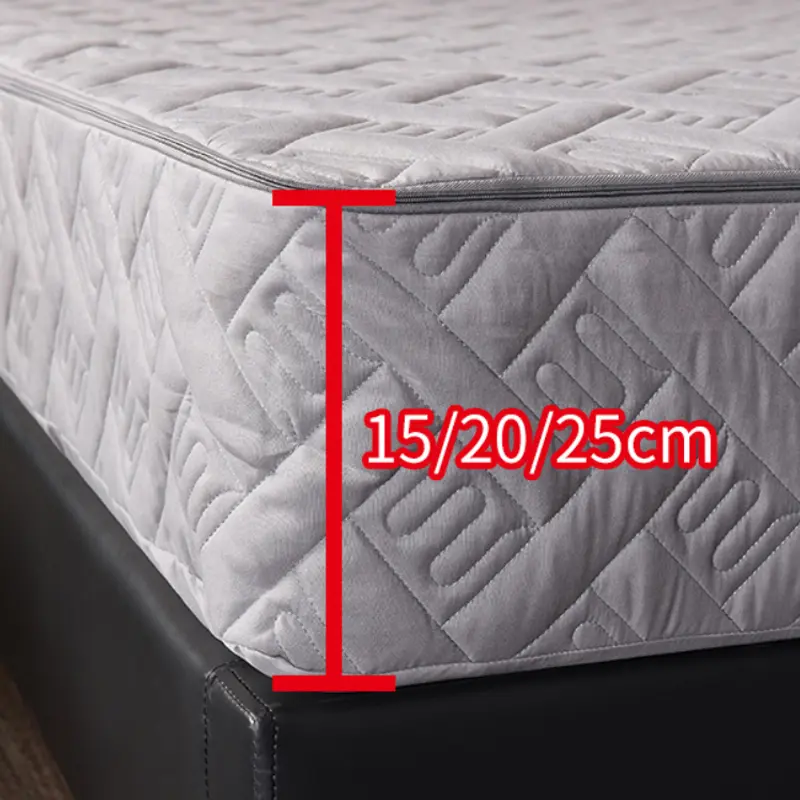 Luxury Quilted Mattress Cover with Zipper Queen Twin Bed Fitted Sheet Six Sides Removable Inclusive Mattress Protector Pad