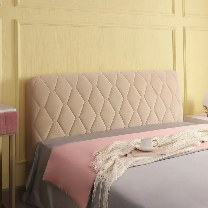 Luxury Thicken Plush Quilted Headboard Cover Solid Color Gray All-inclusive Bed Head Cover Velvet Bed Back Dust Protector Cover