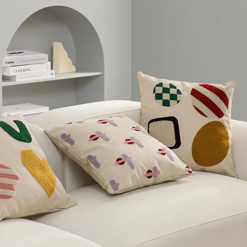 Sofa Cabvas Fabric Pillowcase Geometric Pillow Cover Nordic Home Decoration Pillow Case Cute Office Car Cushion Cover