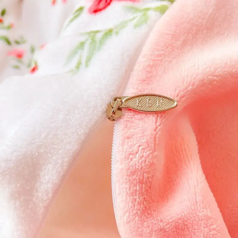 Thick Warm Velvet Plush 4pcs Set Super Soft Flannel Quilt Cover Double-side Bed Sheet Queen Size Coral Fleece Duvet Cover