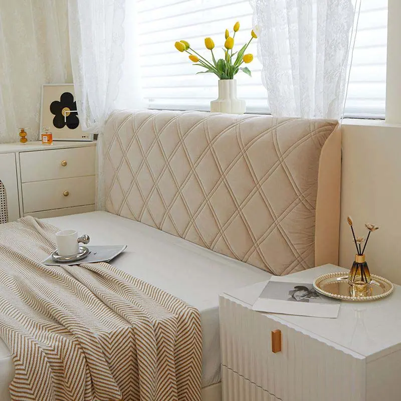 All-inclusive Soft Short Plush Quilted Headboard Cover Single Queen Size Velvet Dust-proof Bed Head Cover  200x70cm