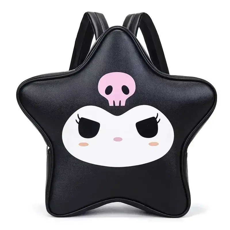 HOT  Kuromi HelloKitty Japanese Kawaii Creative Five-pointed Star Large-capacity PU Backpack Y2k Sweet Hot Girl Style Backpack