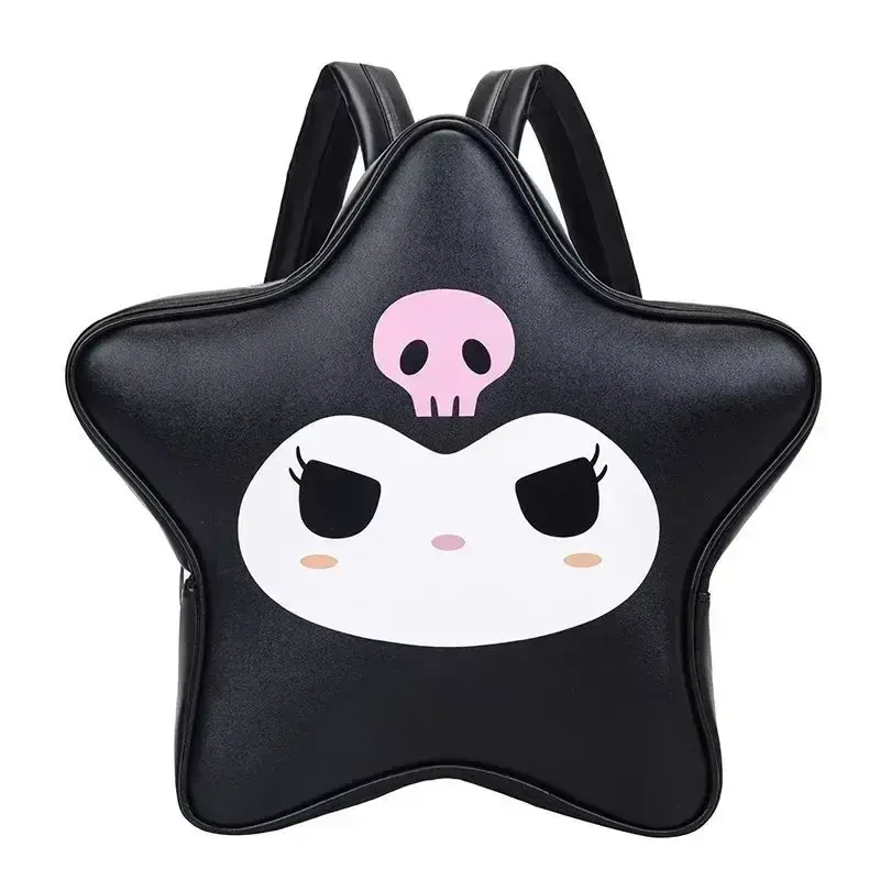 HOT  Kuromi HelloKitty Japanese Kawaii Creative Five-pointed Star Large-capacity PU Backpack Y2k Sweet Hot Girl Style Backpack