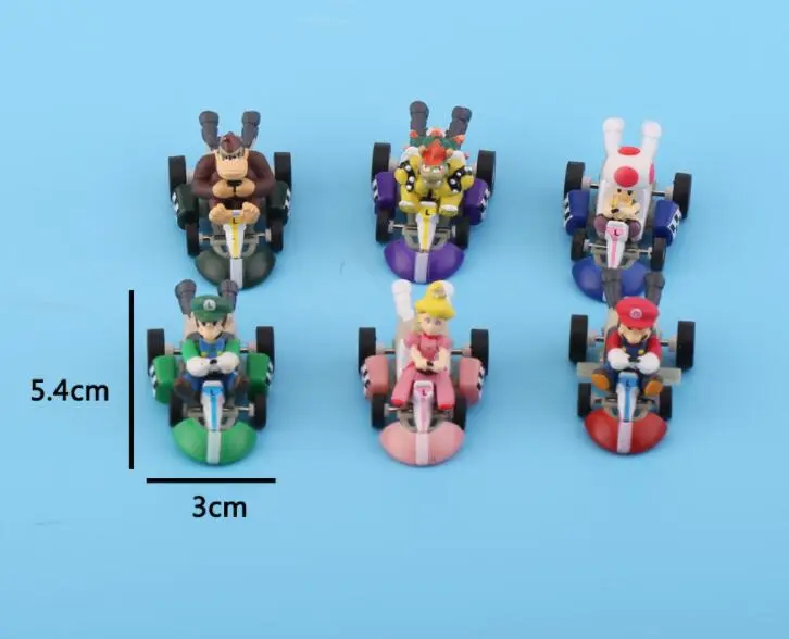 6pcs/set Super Mario pull back cars PVC Action Figures Toy Model Toys