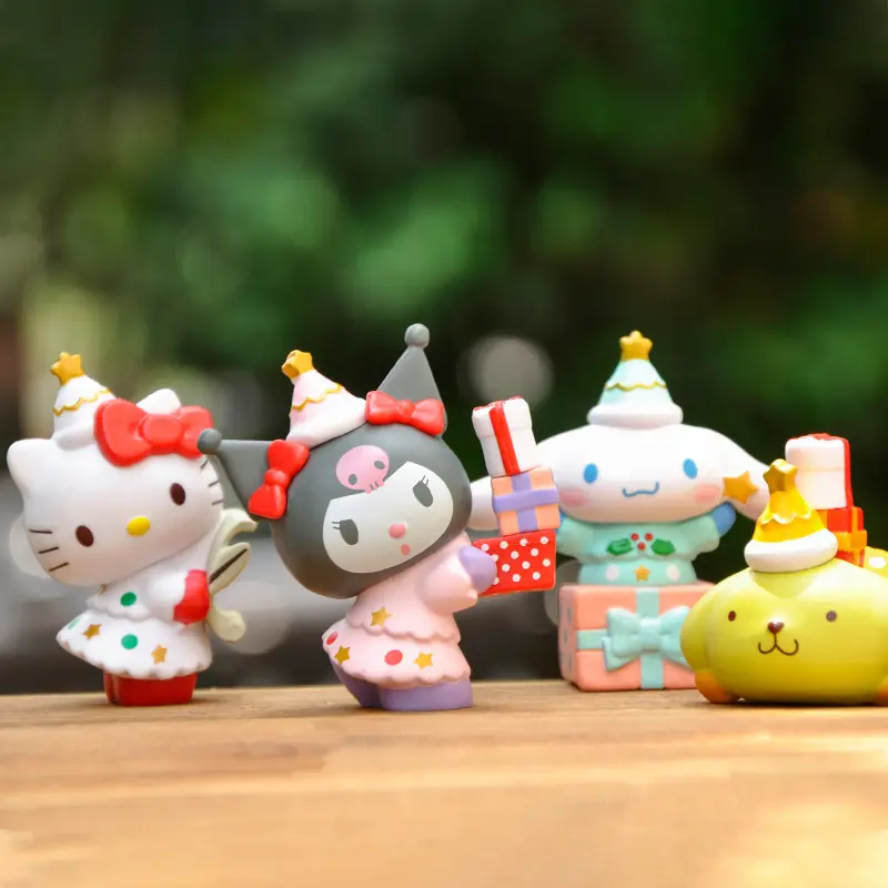 New 5Pcs/set Mini  Figuren Doll 3cm Hello Kitty Kuromi melody Cake decoration model desktop toy car decoration