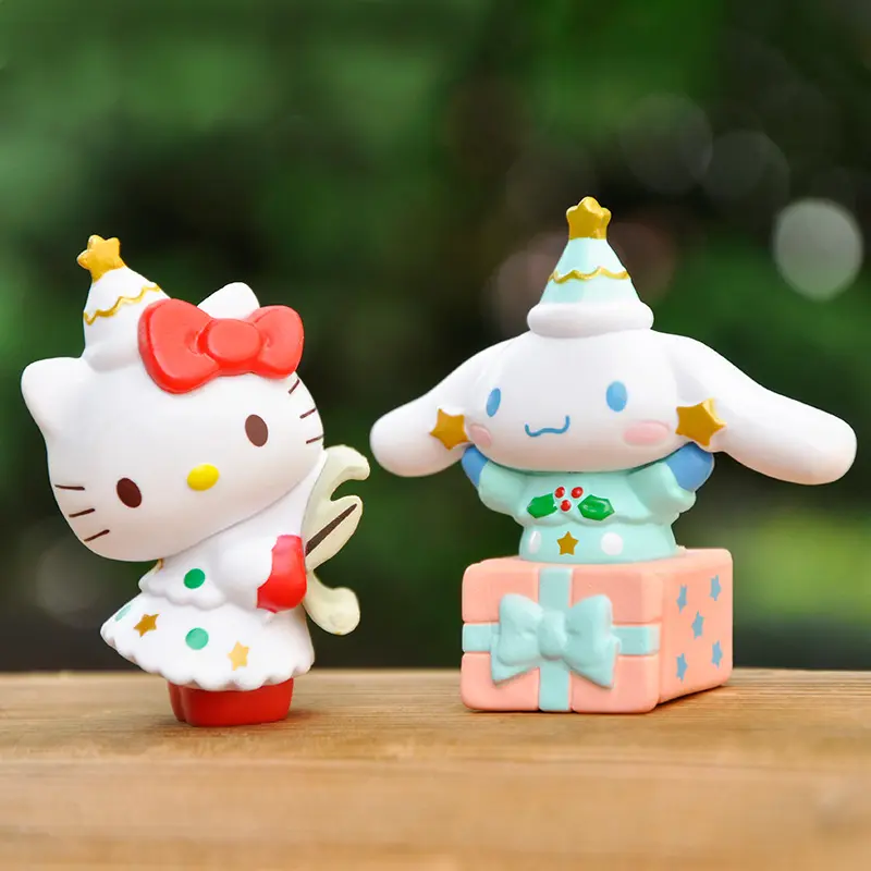 New 5Pcs/set Mini  Figuren Doll 3cm Hello Kitty Kuromi melody Cake decoration model desktop toy car decoration